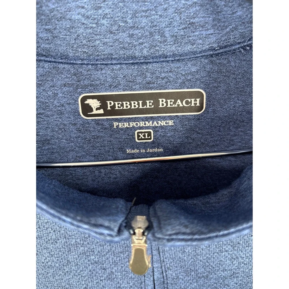 Pebble Beach Performance Mens XL Blue Heathered Quarter Zip Pullover Golf